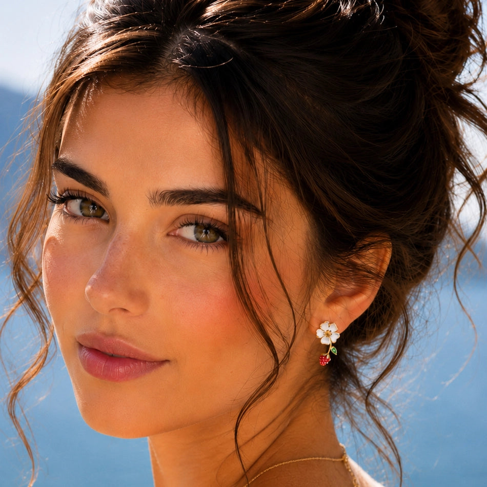 Berry Bloom Stud Earrings
