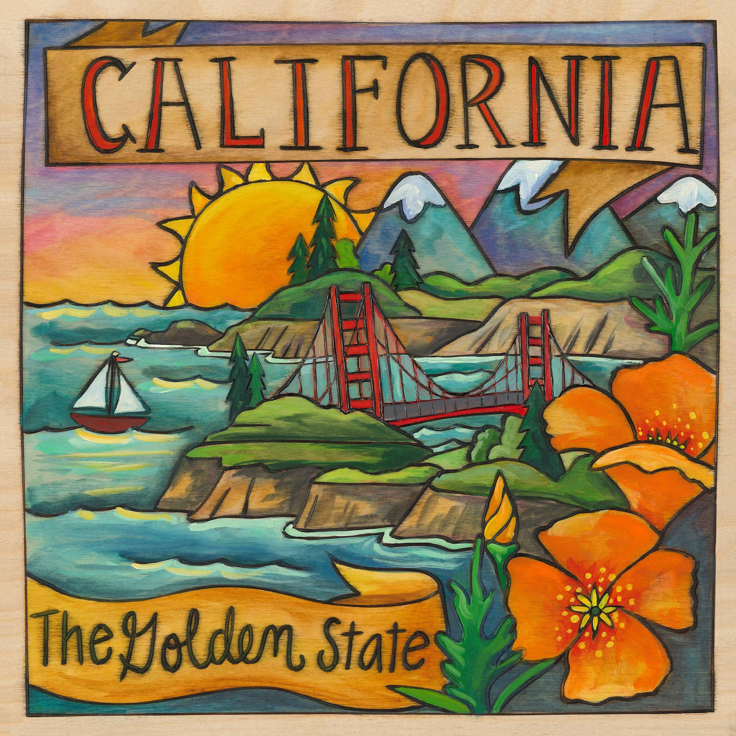 California Wall Plaque - 9x9 | "The Golden State"