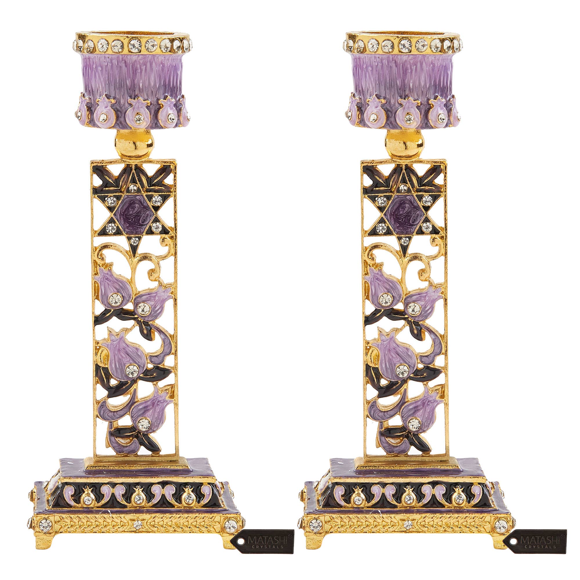 Shabbat Candlestick (2-Piece Set) Gold-Plated Pewter