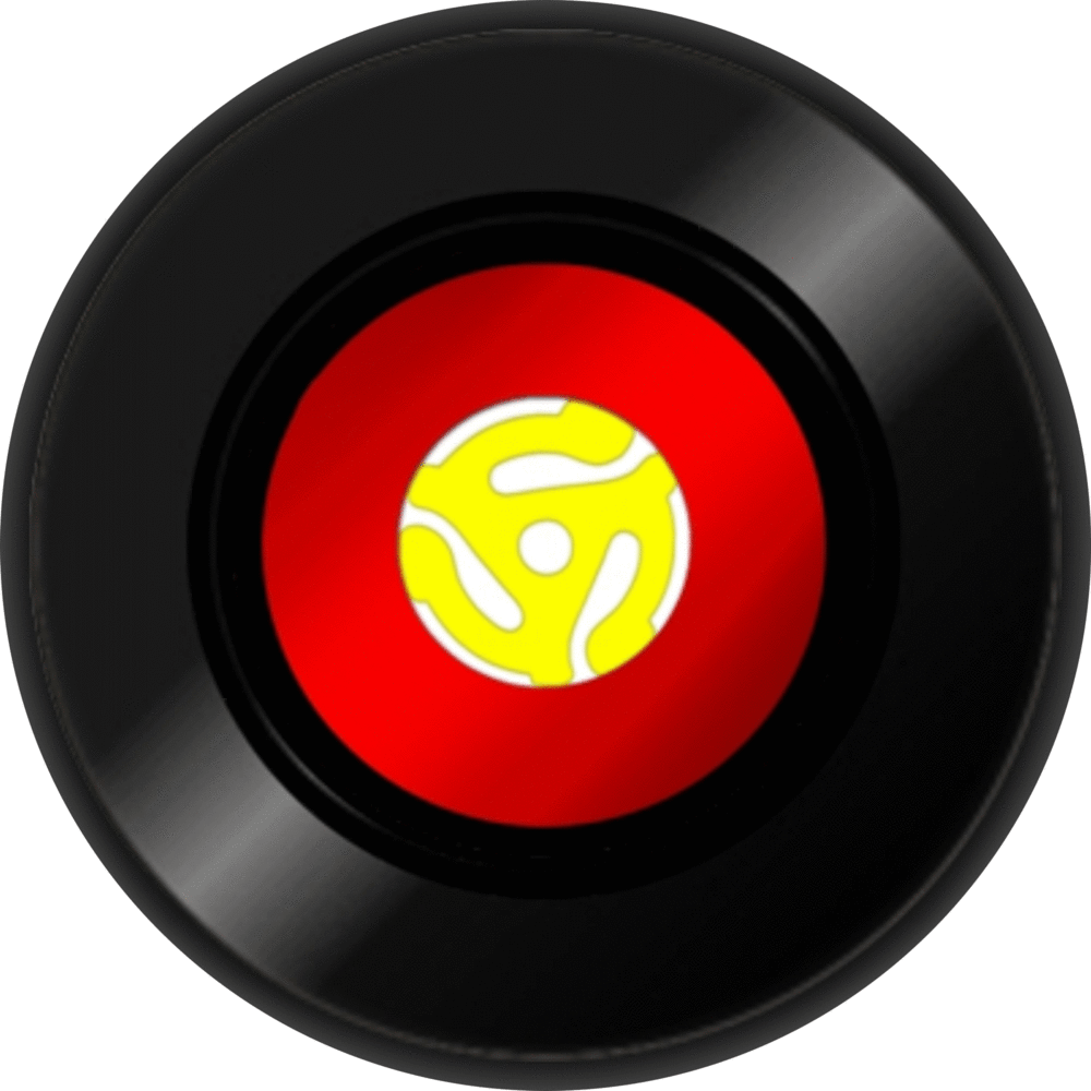 Pin-on Button - 1.25 Inch - 7" Vinyl Record With Adapter