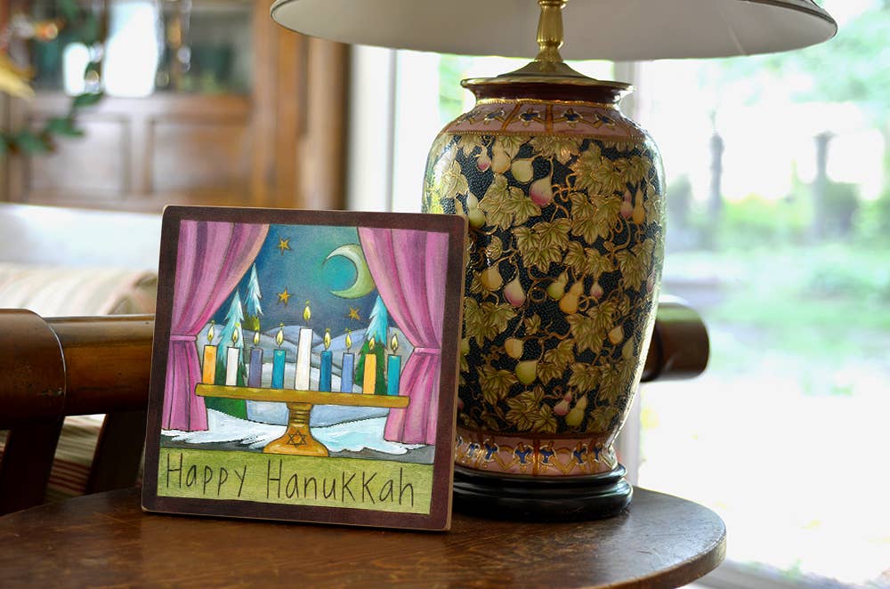 Happy Hanukkah Wall Plaque 9x9"