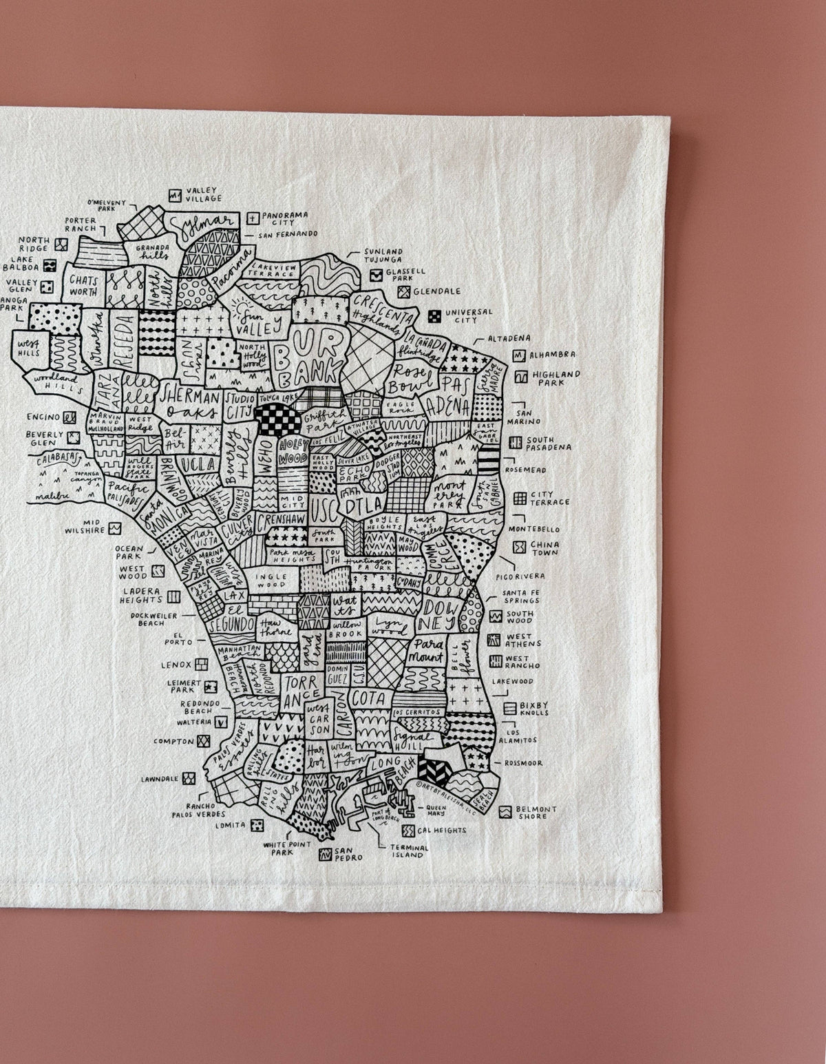 Los Angeles Map Tea Towel