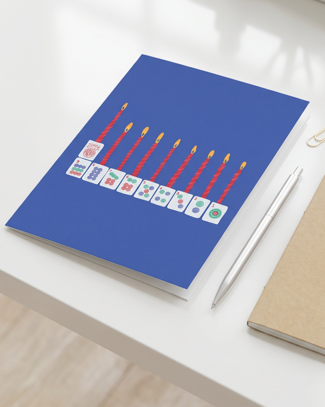 8 Days of Mahjong Menorah Hanukkah Menorah Card