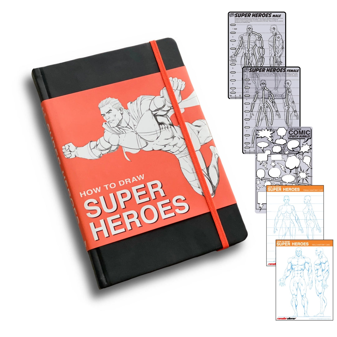 How To Draw Super Heroes Sketchbook + Drawing Stencils