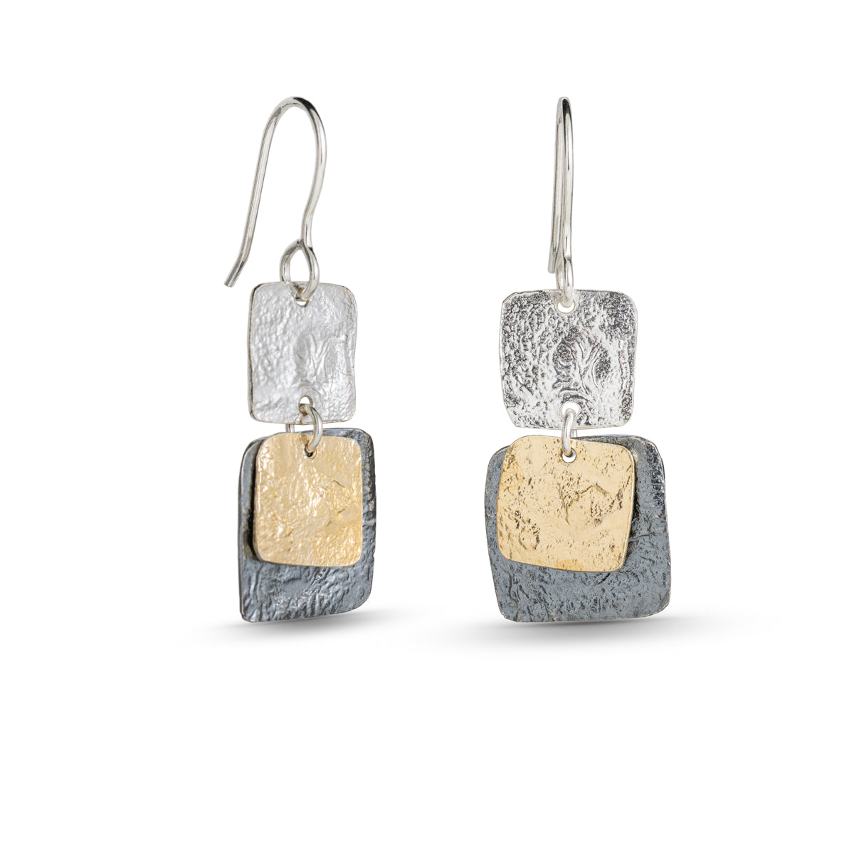 Multicolor Three-Square Earrings