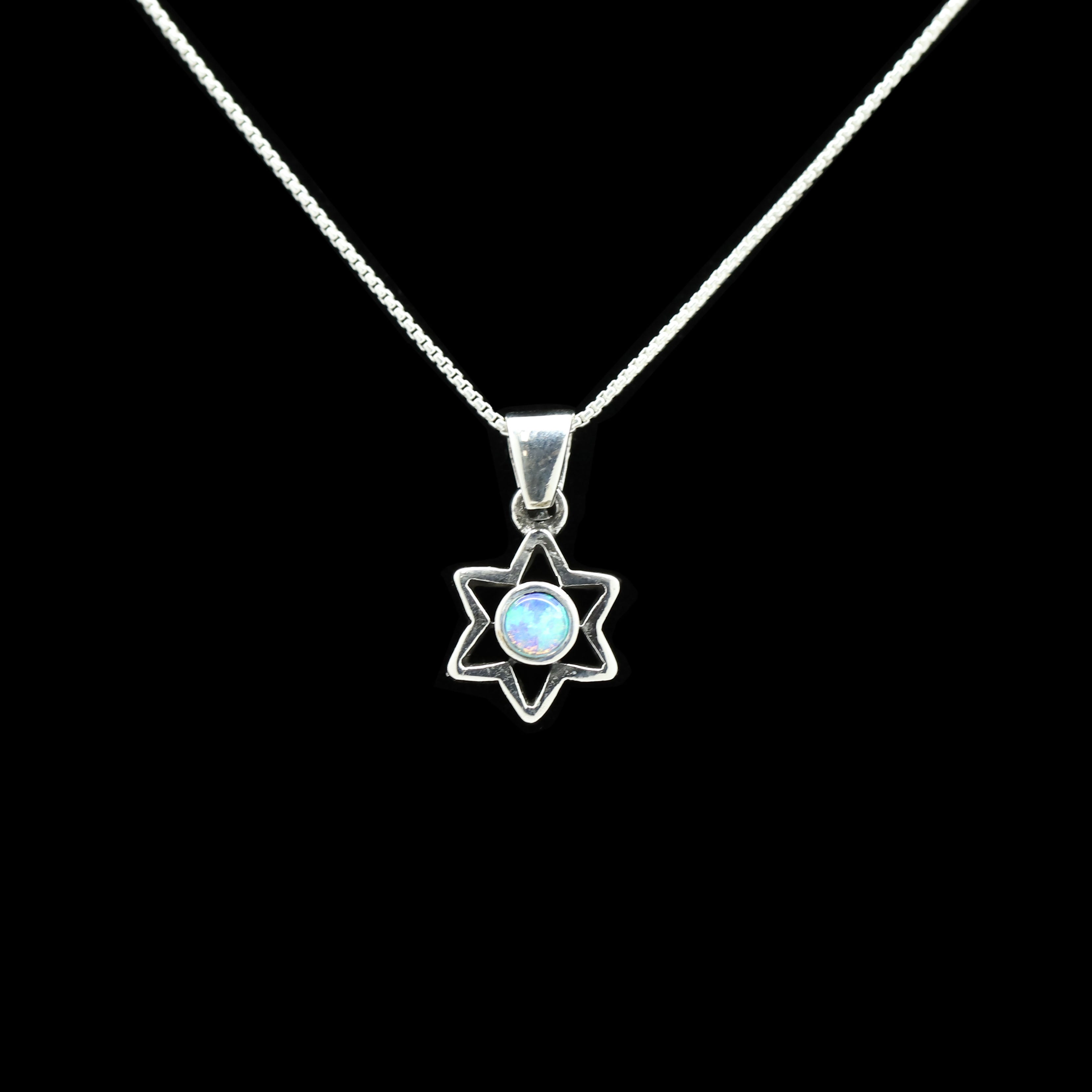 Sterling with Opal Star of David Necklace