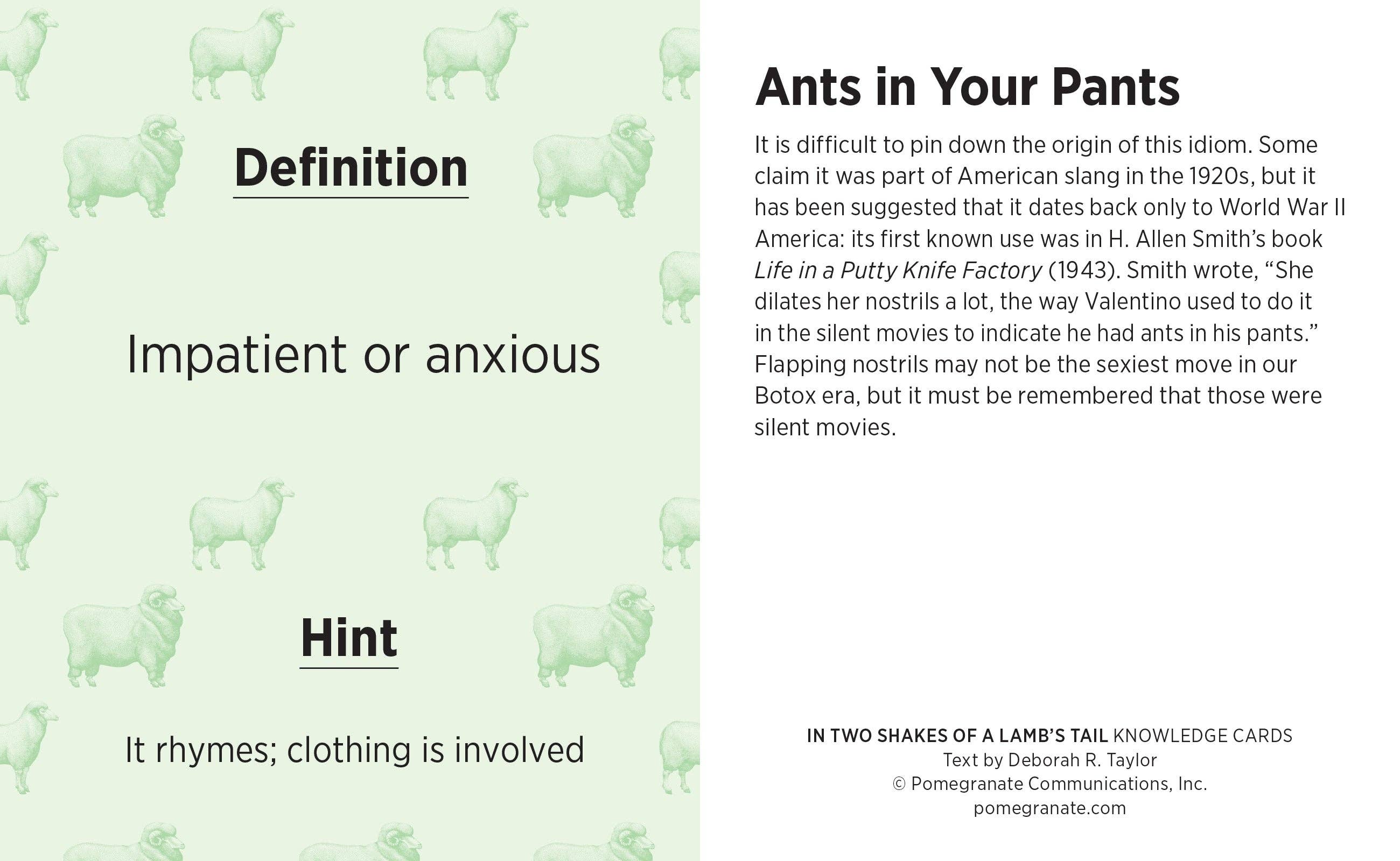 In Two Shakes of a Lamb's Tail: A Quiz Deck of Curious Sayings Knowledge Cards