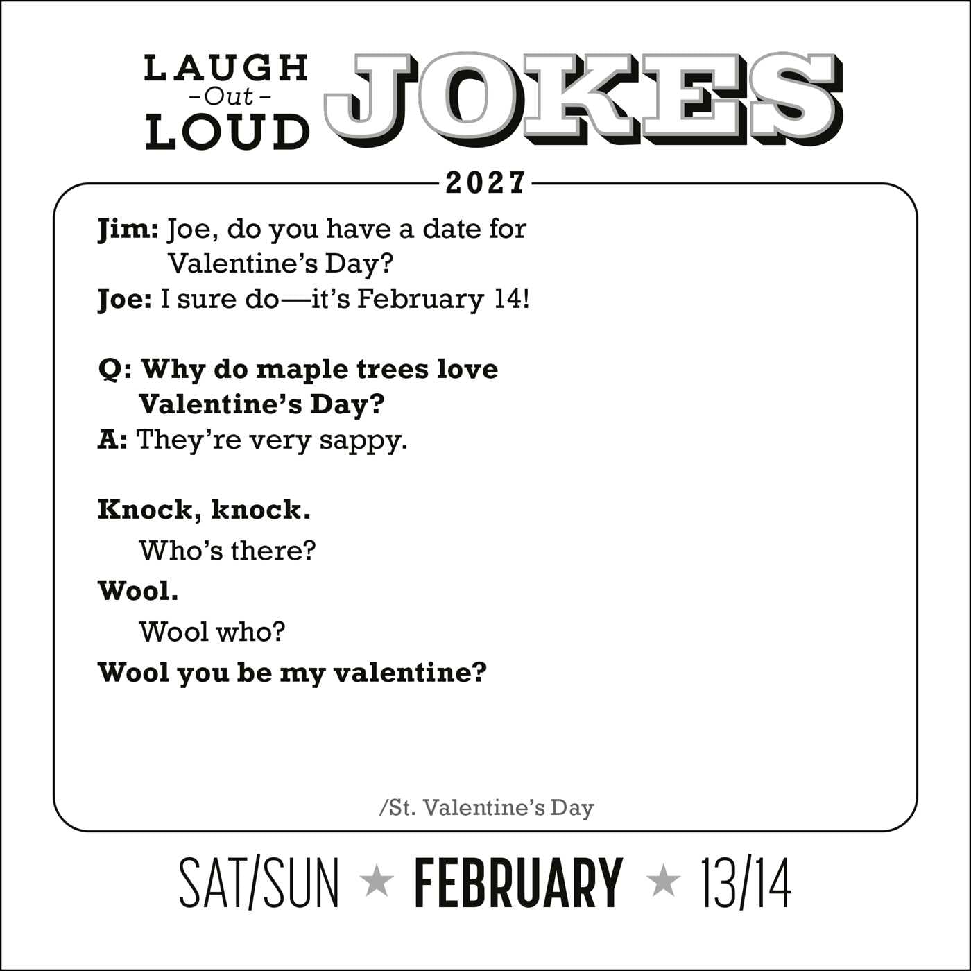 Laugh-Out-Loud Jokes 2027 Day-to-Day Calendar: 1,000 Punny Jokes