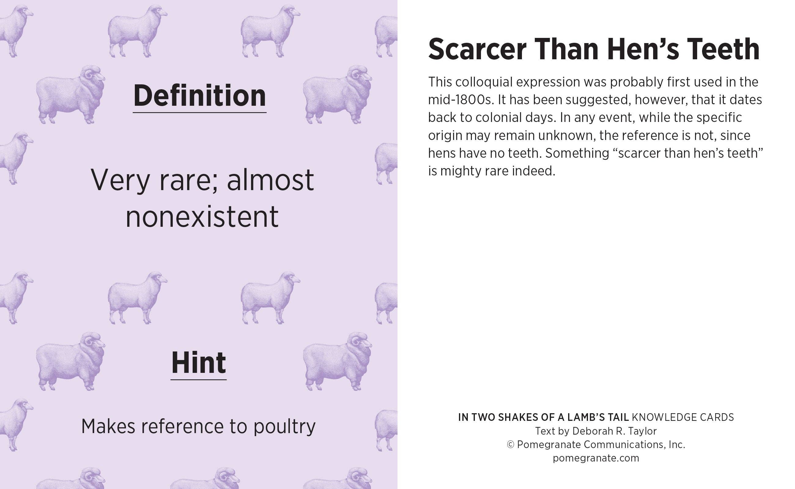 In Two Shakes of a Lamb's Tail: A Quiz Deck of Curious Sayings Knowledge Cards