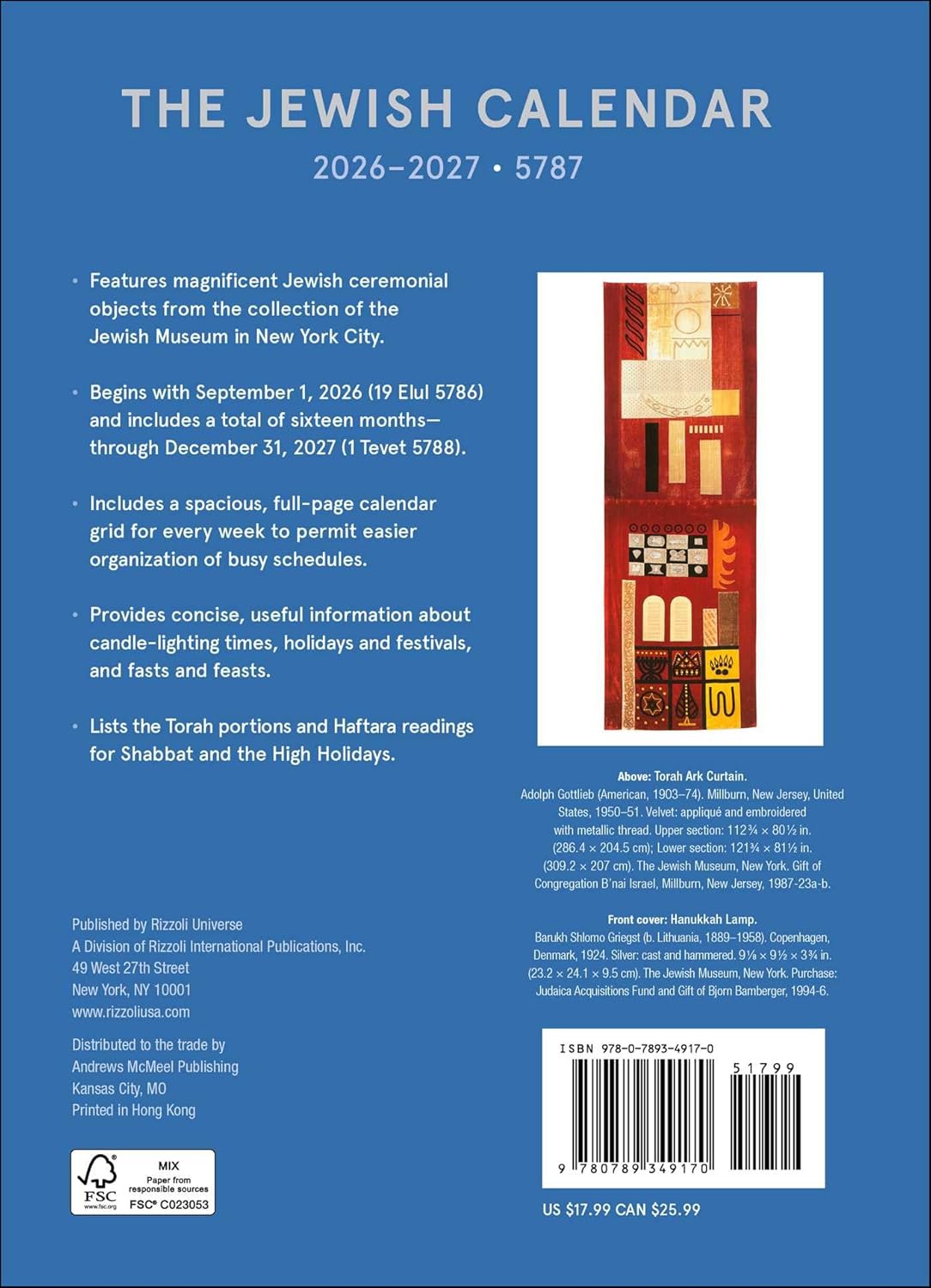 The Jewish Calendar 2026–2027 (5787) 16-Month Planner