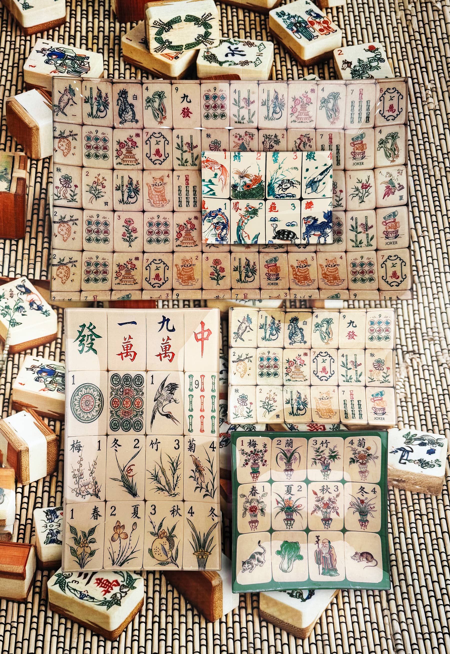 Mahjong #1 Decoupage Glass Tray