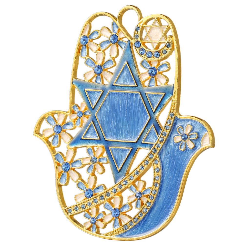 Hanging Hamsa Dove & Flowers Wall Décor Ornament