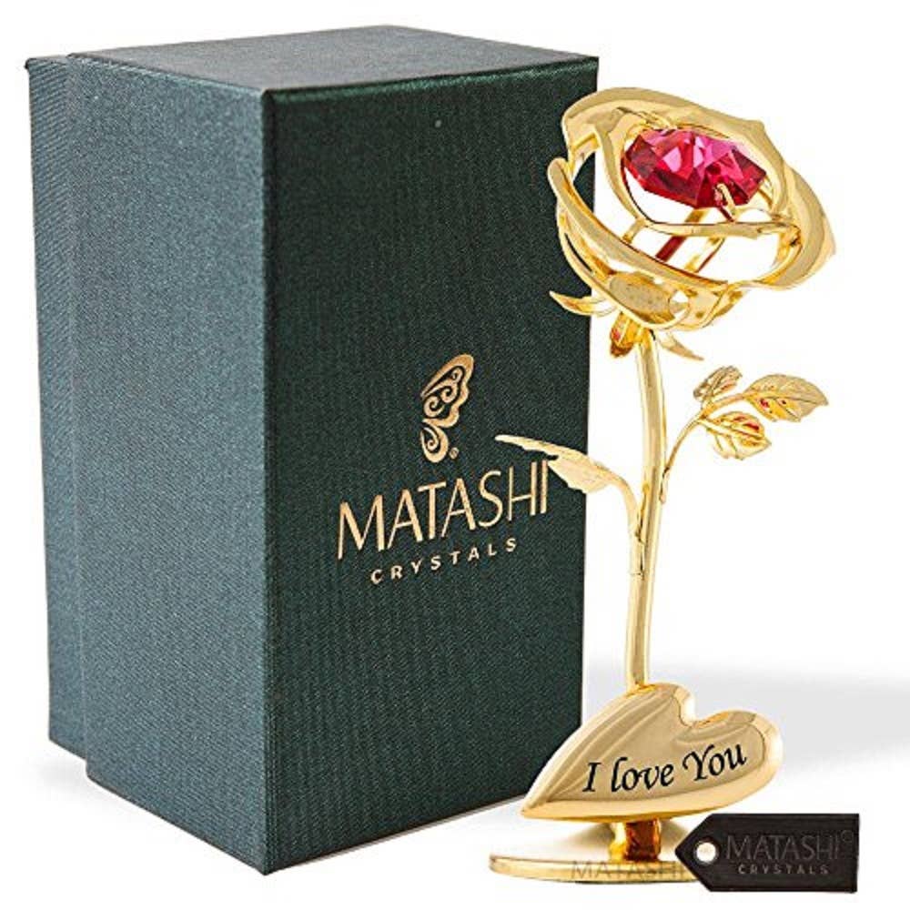 Gift for Mom 24k Gold Plated Rose Flower Tabletop Ornament