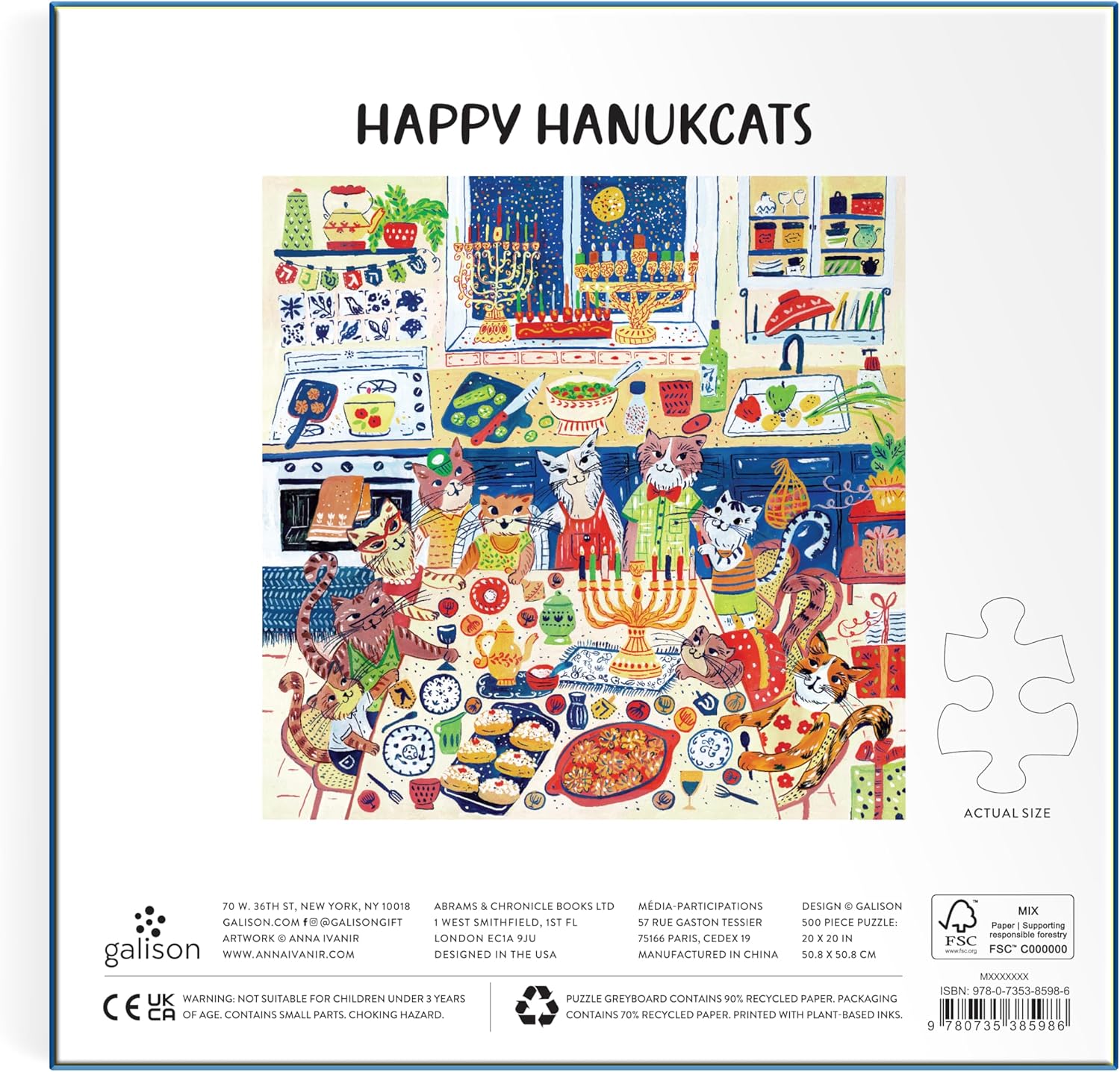 Galison Happy Hanukcats – 500 Piece Jigsaw Puzzle