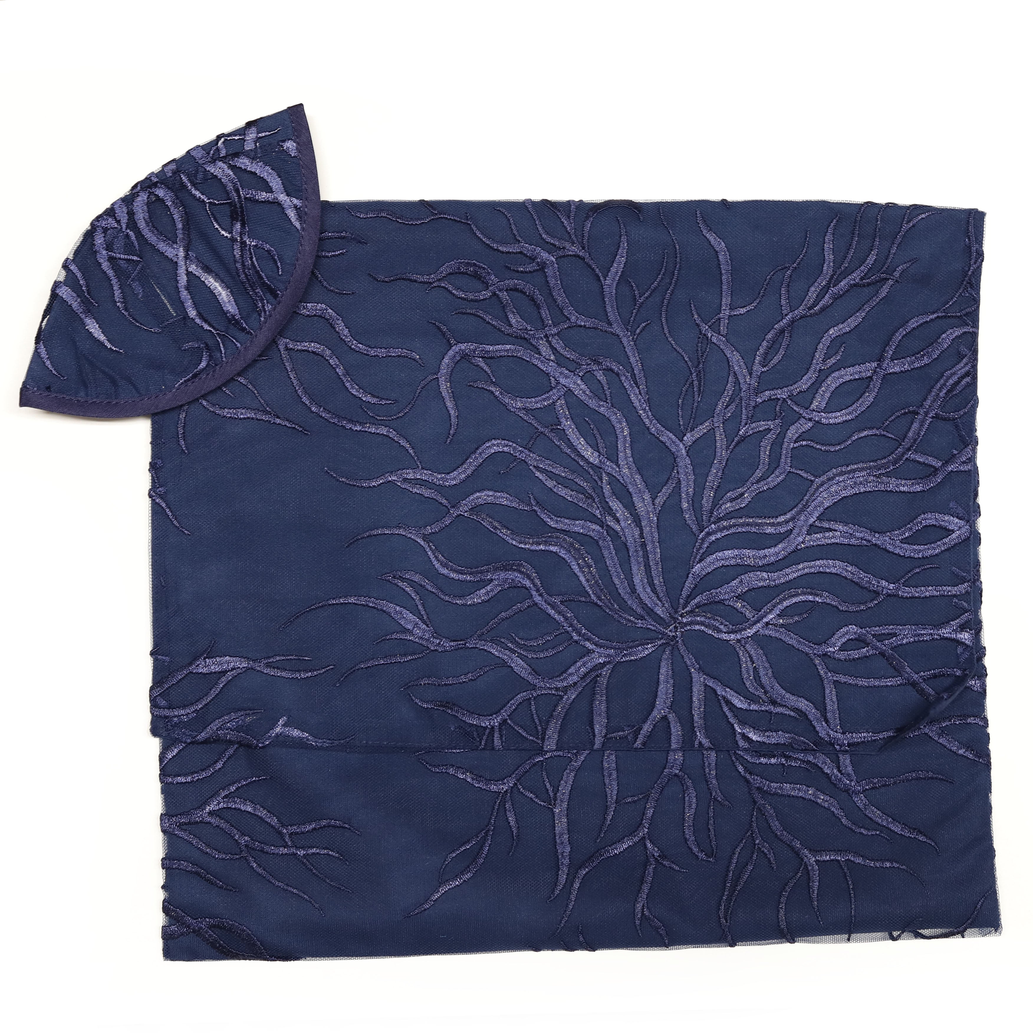 Tallit Set Navy Blue Tree of Life Full Lace