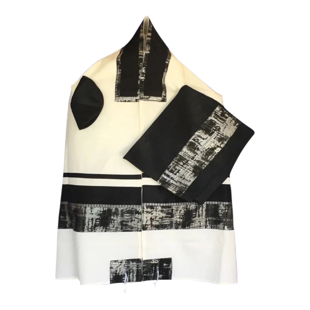 Tallit Set Kotel Black and Silver