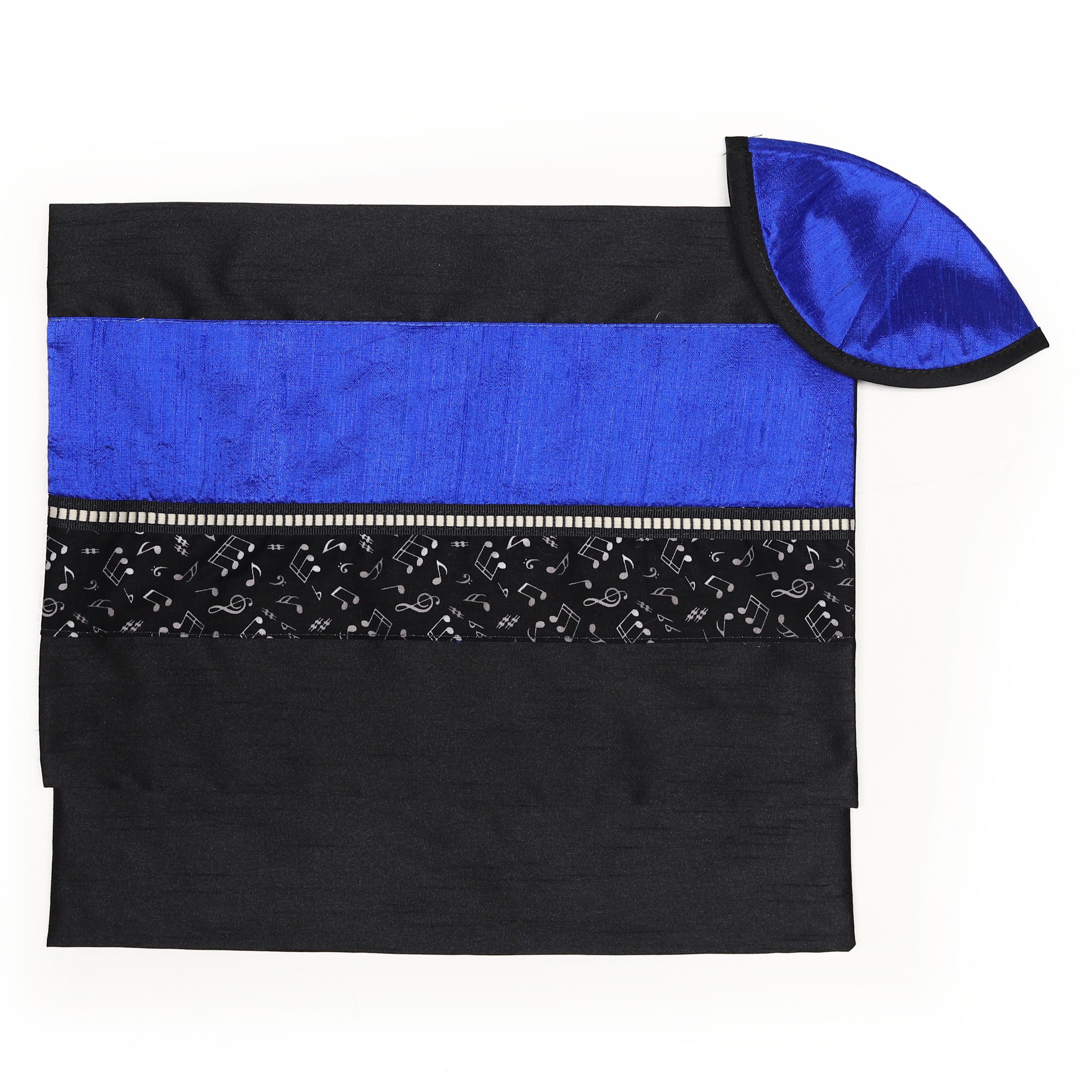 Tallit Set Musical Notes with Blue Bands