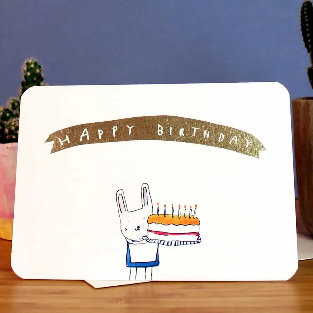 Gold Bunny Cake Greeting Card