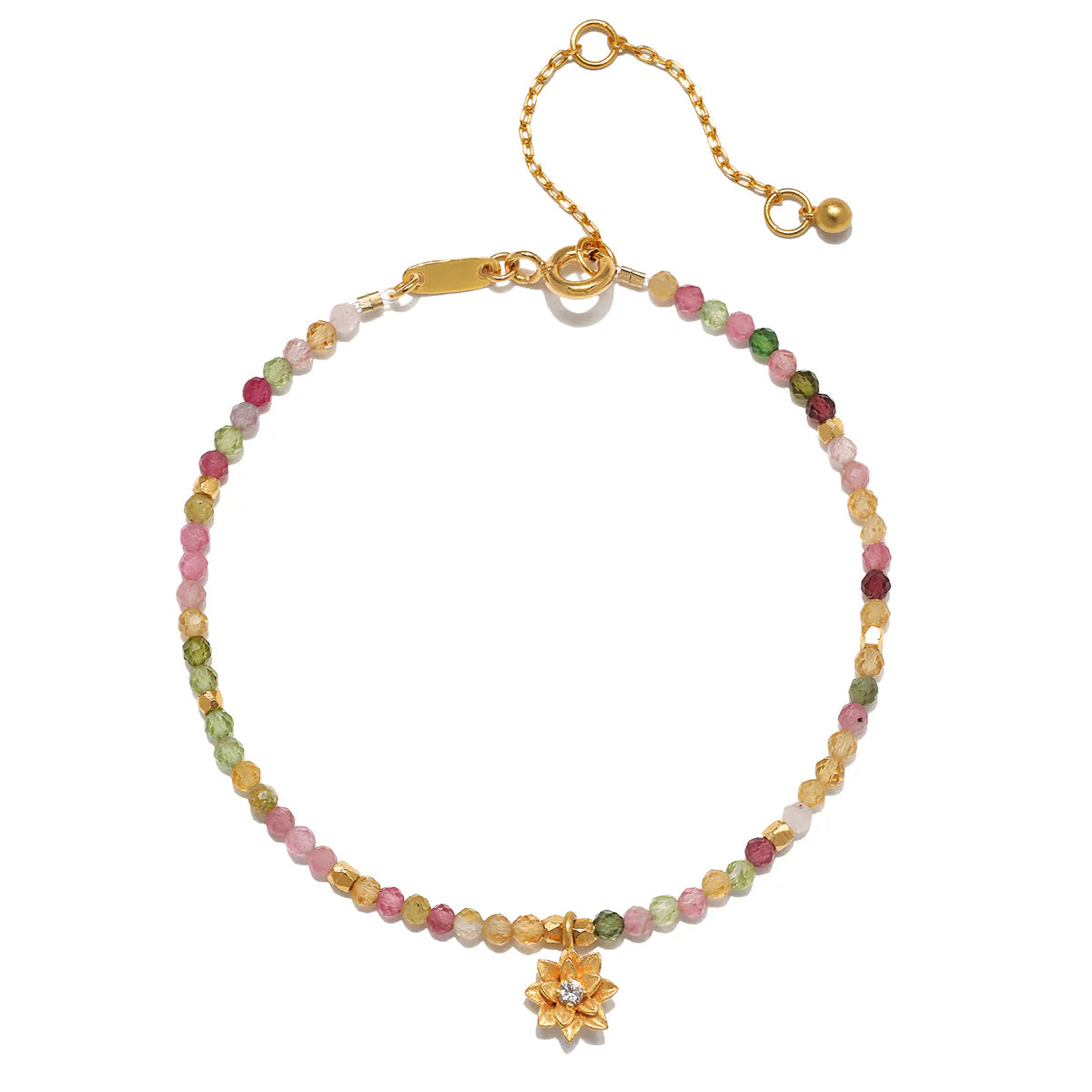 Bloom On Your Path Pink Tourmaline Lotus Bracelet