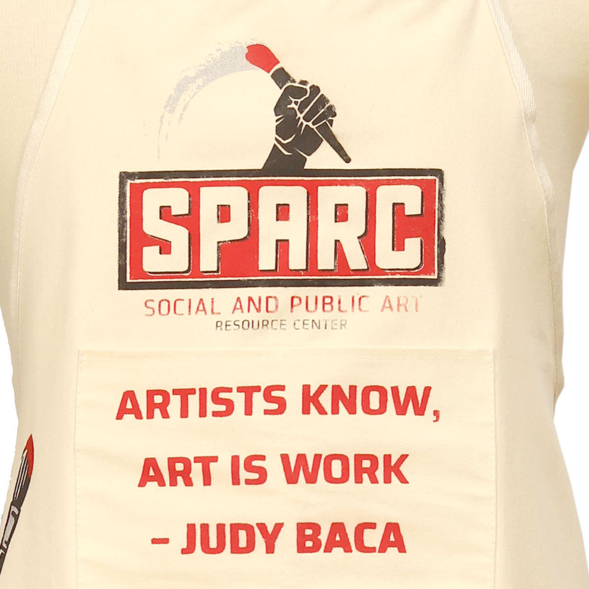 SPARC Screen Printed Apron with Judy Baca Quote