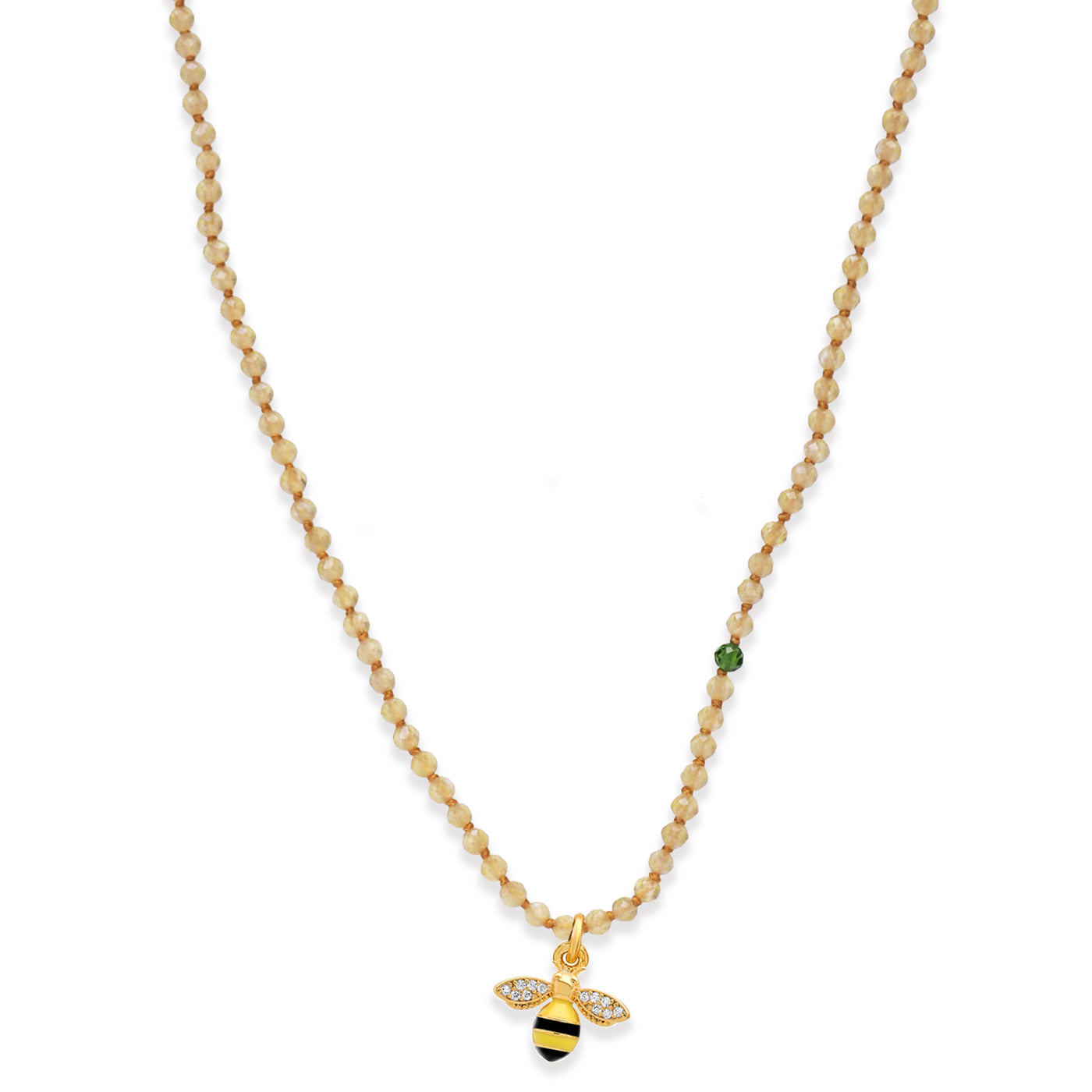 Handmade Beaded Necklace with Bee Charm