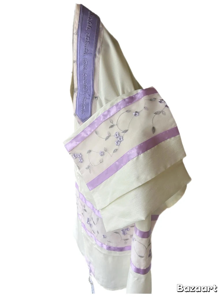 Tallit Set Lavender Flowers and Leaves