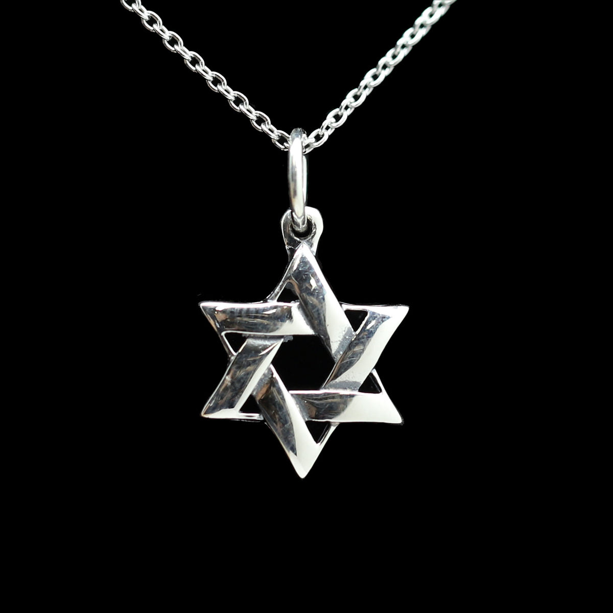 Sterling Woven Star of David Oxidized Necklace