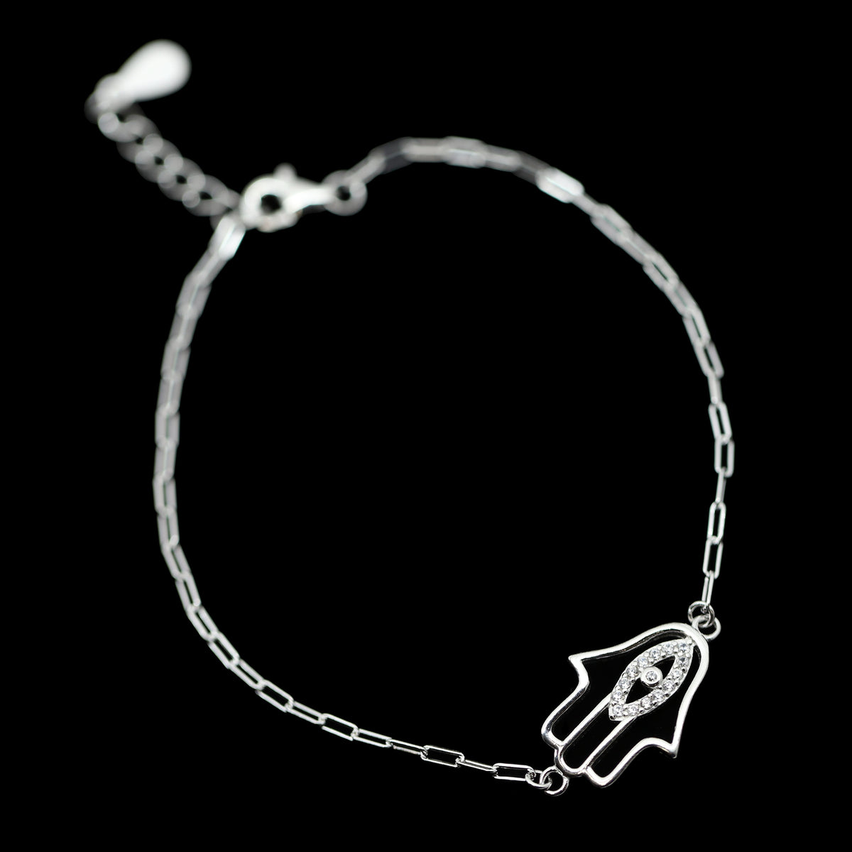 Sterling Hamsa with Cubic Zirconia Bracelet