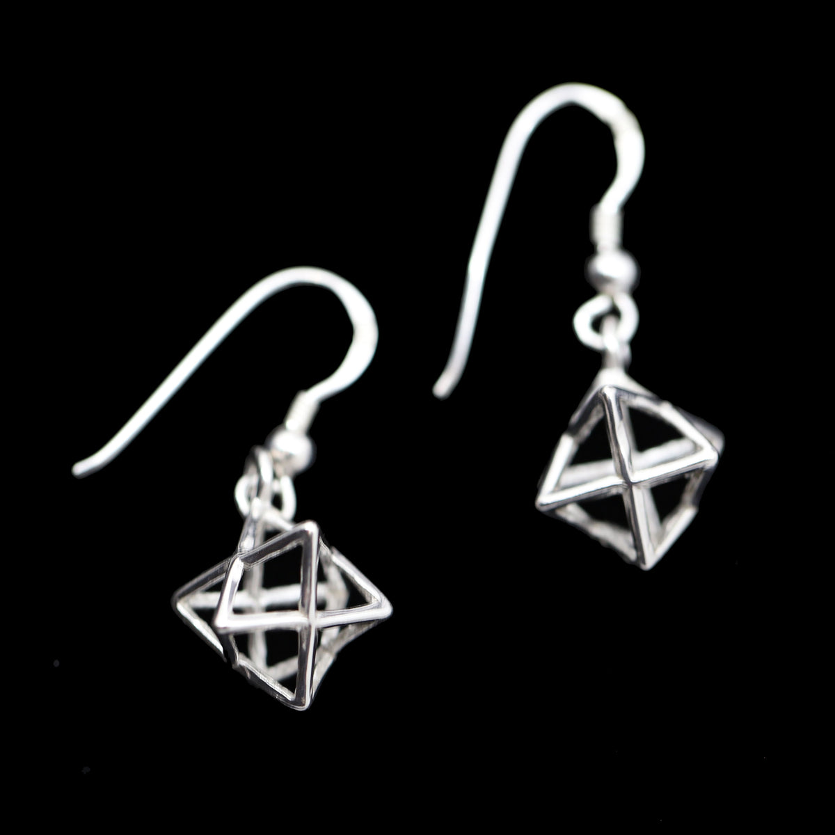 Sterling Merkava Star of David Dangle Earrings