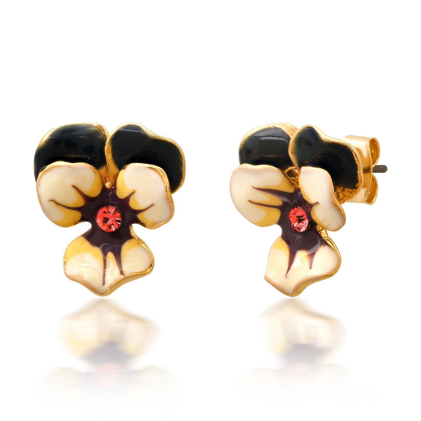 Enamel Pansy Stud Earrings