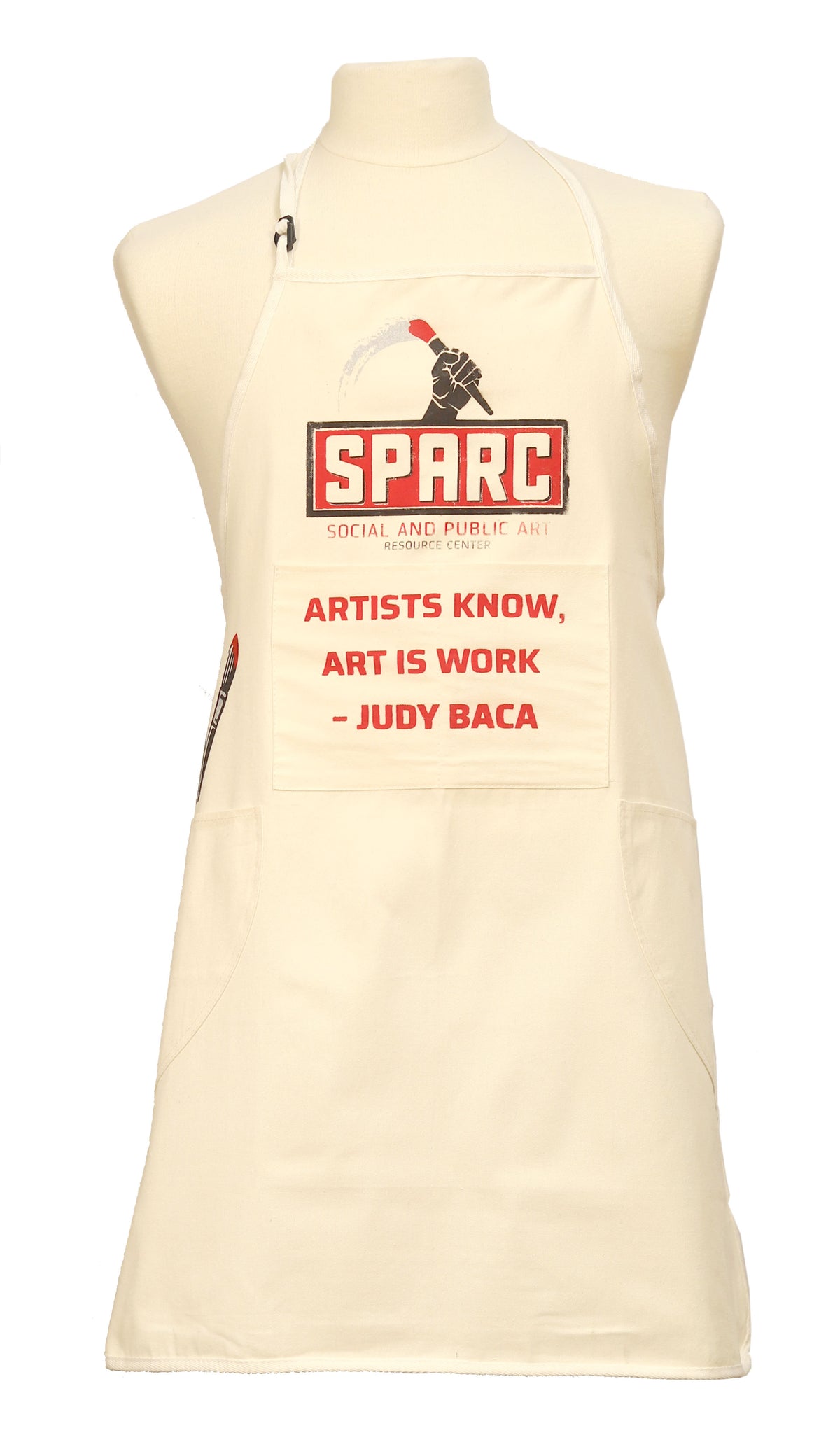 SPARC Screen Printed Apron with Judy Baca Quote