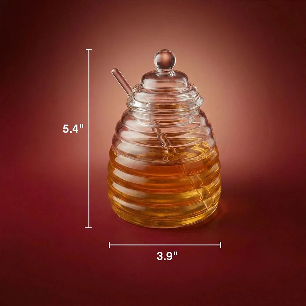 Hive Glass Honey Dish with Spoon