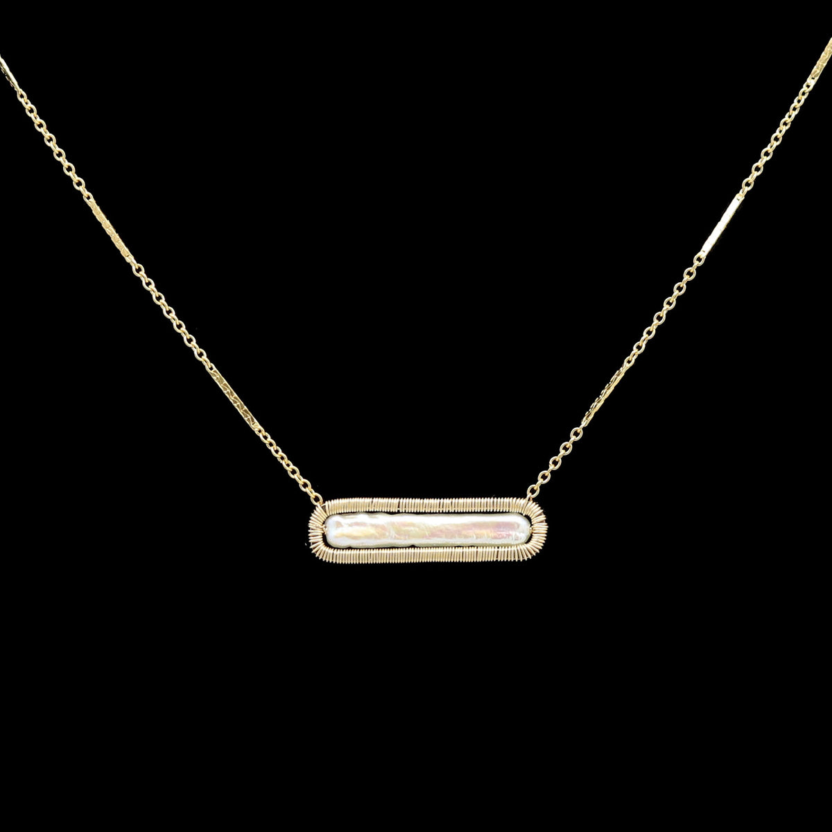 Pearl Bar and Gold Fill Necklace