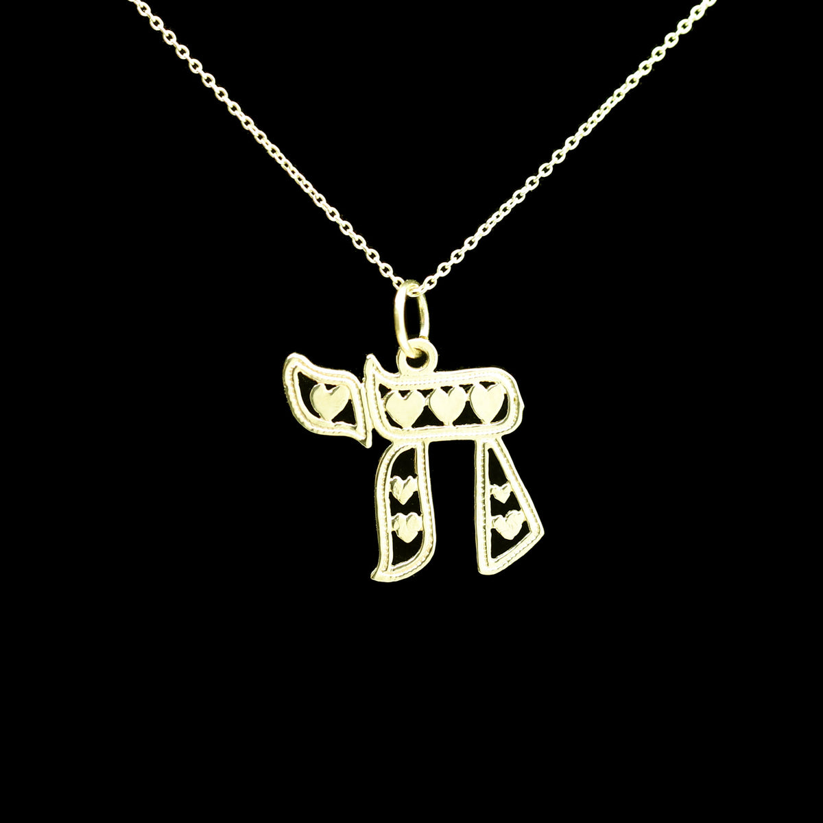 14K Chai with Hearts Inside Necklace