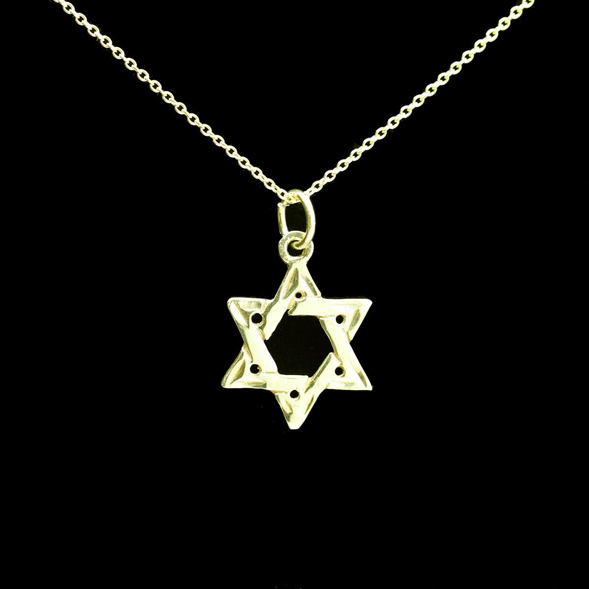 14K Small Diamond Cut Star of David Necklace