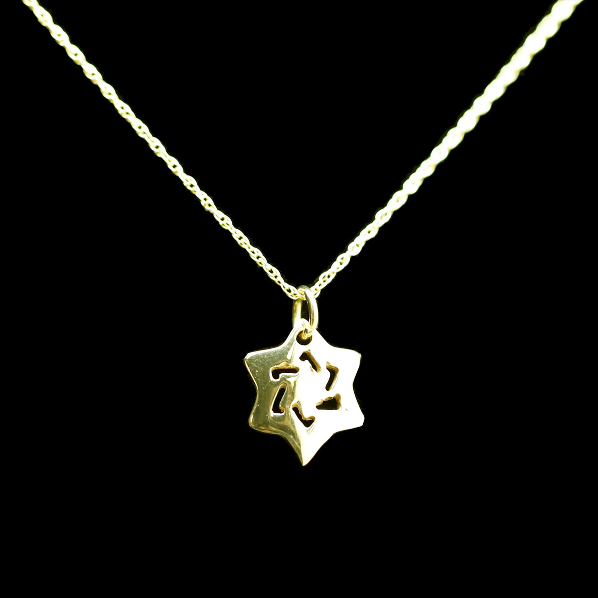 14K Small Star in Star of David Necklace
