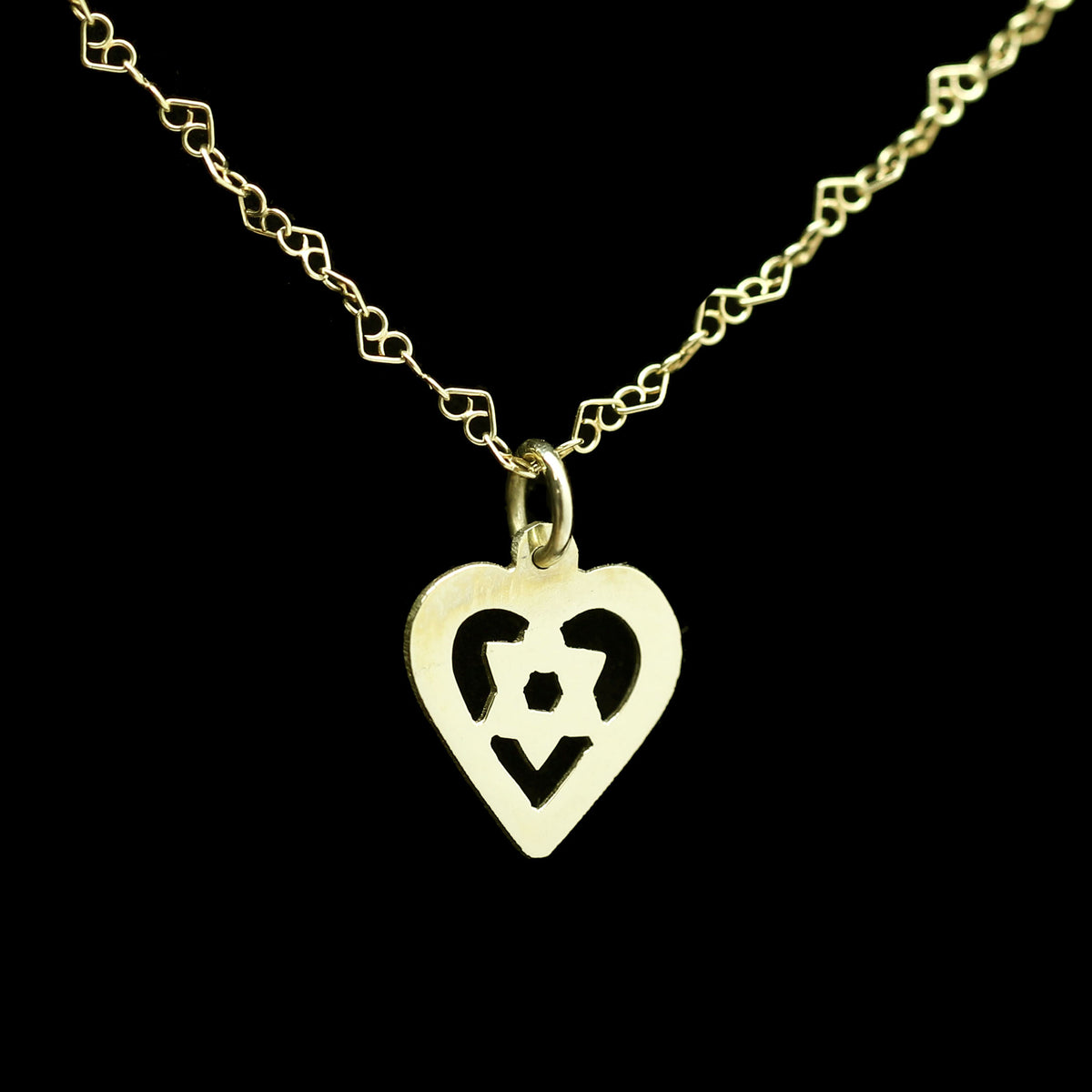 14K Star of David Heart Necklace
