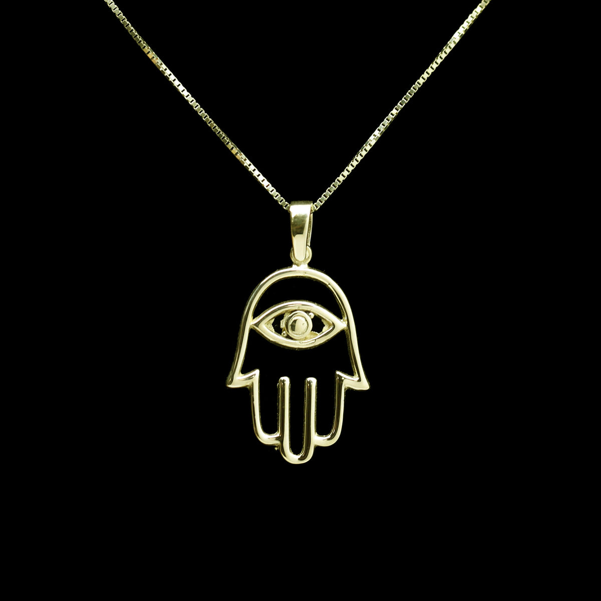 14K Hamsa with Eye Necklace