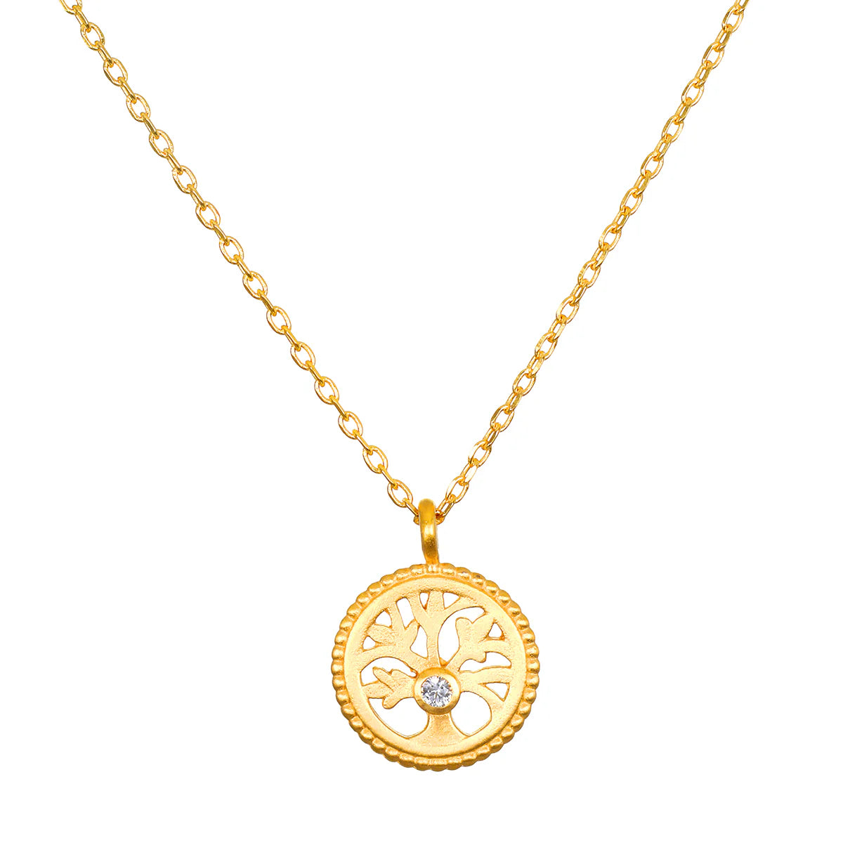 Firmly Rooted White Topaz Tree of Life Necklace