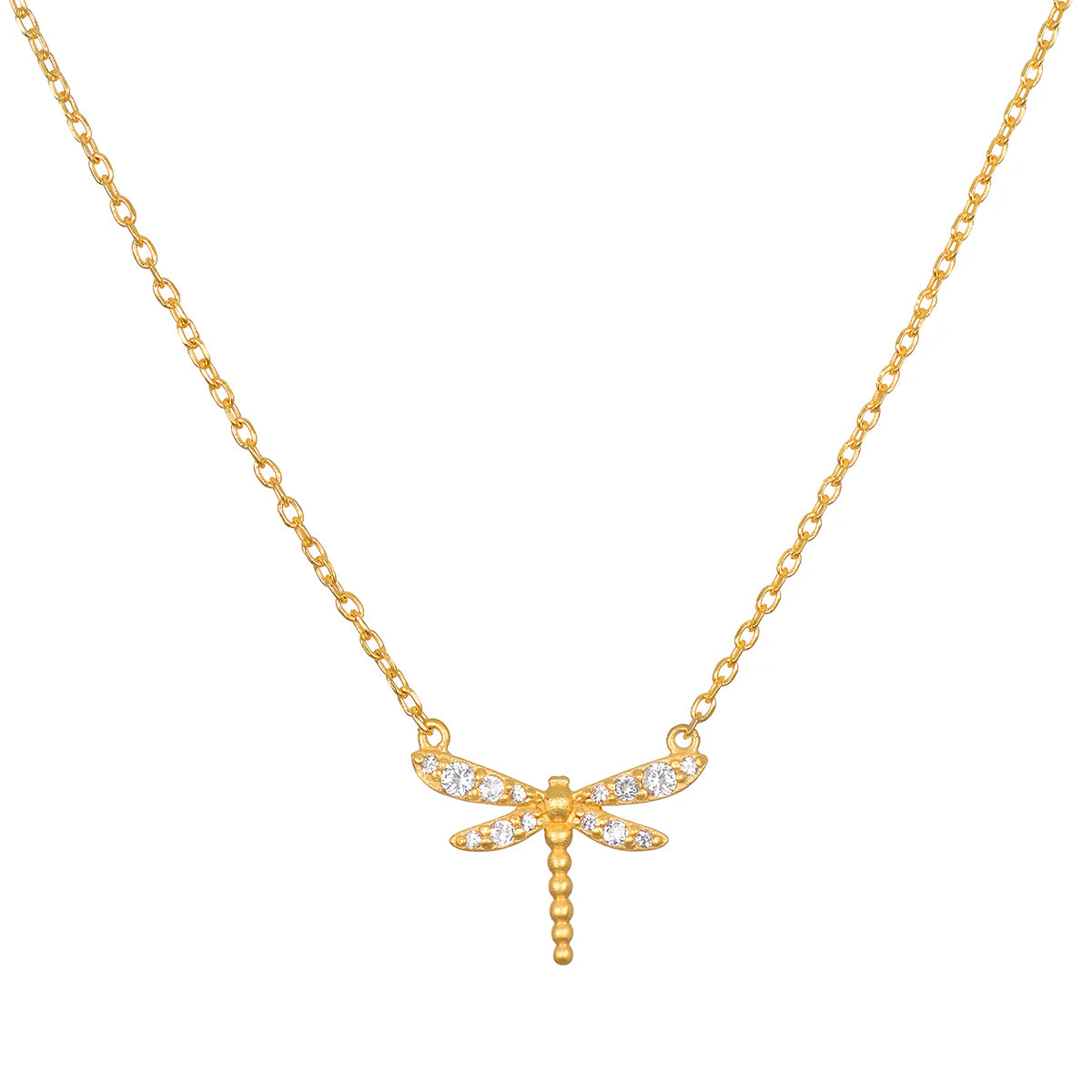 Transforming Spirit White Topaz Dragonfly Necklace