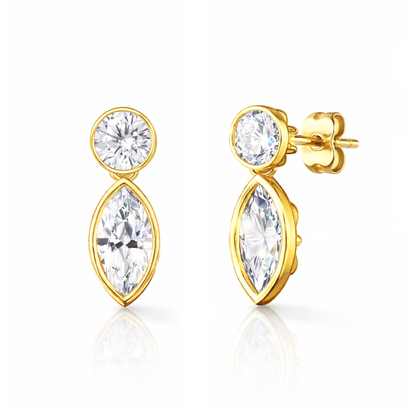 CZ Pear Drop Stud Earrings