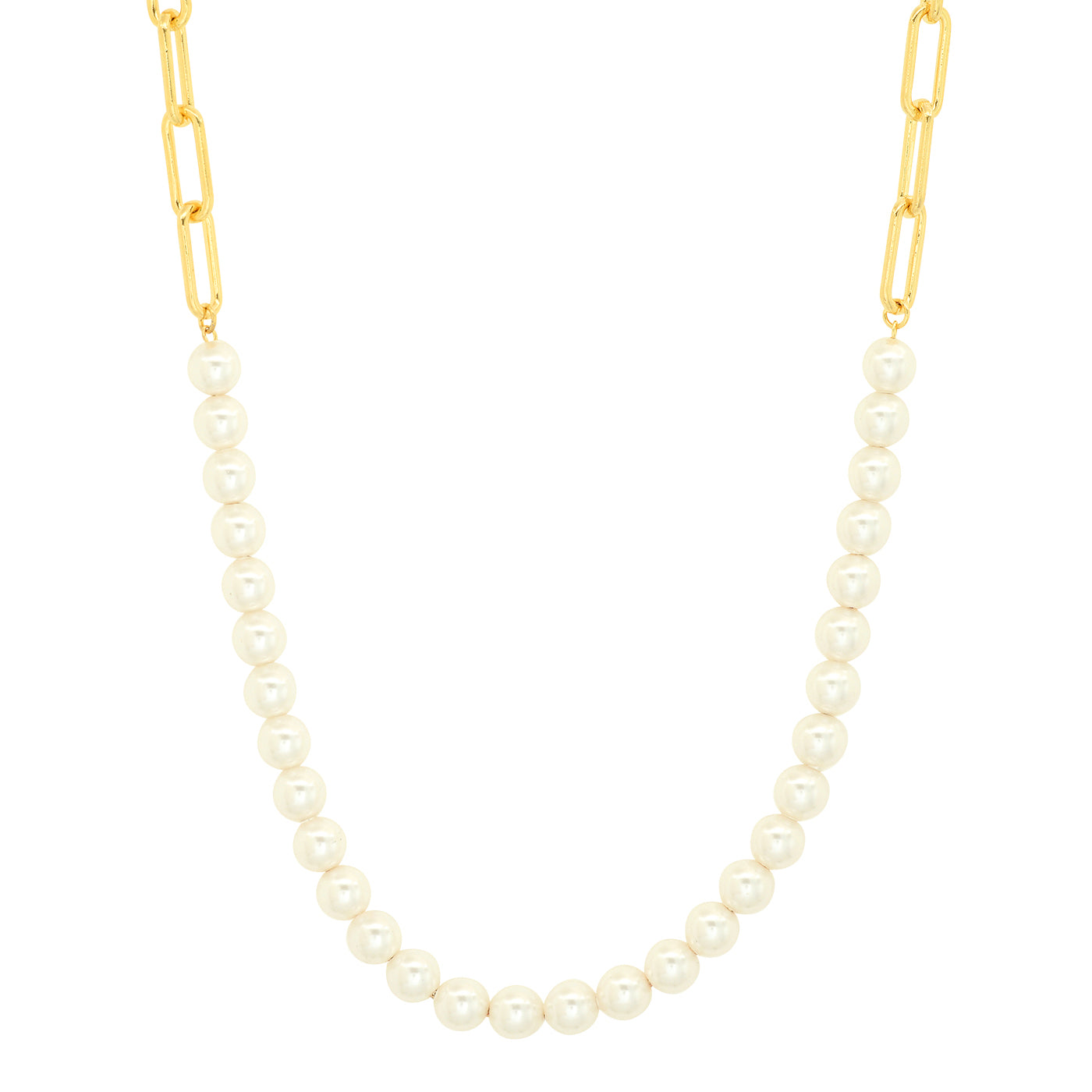 Cable Chain Necklace with Pearl Accents
