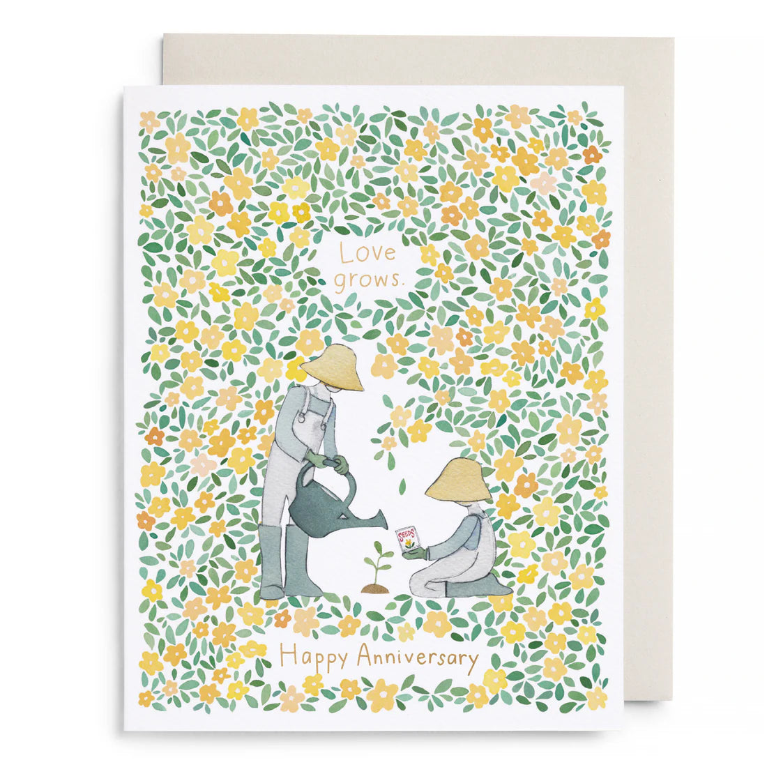 Yellow Garden Anniversary Greeting Card