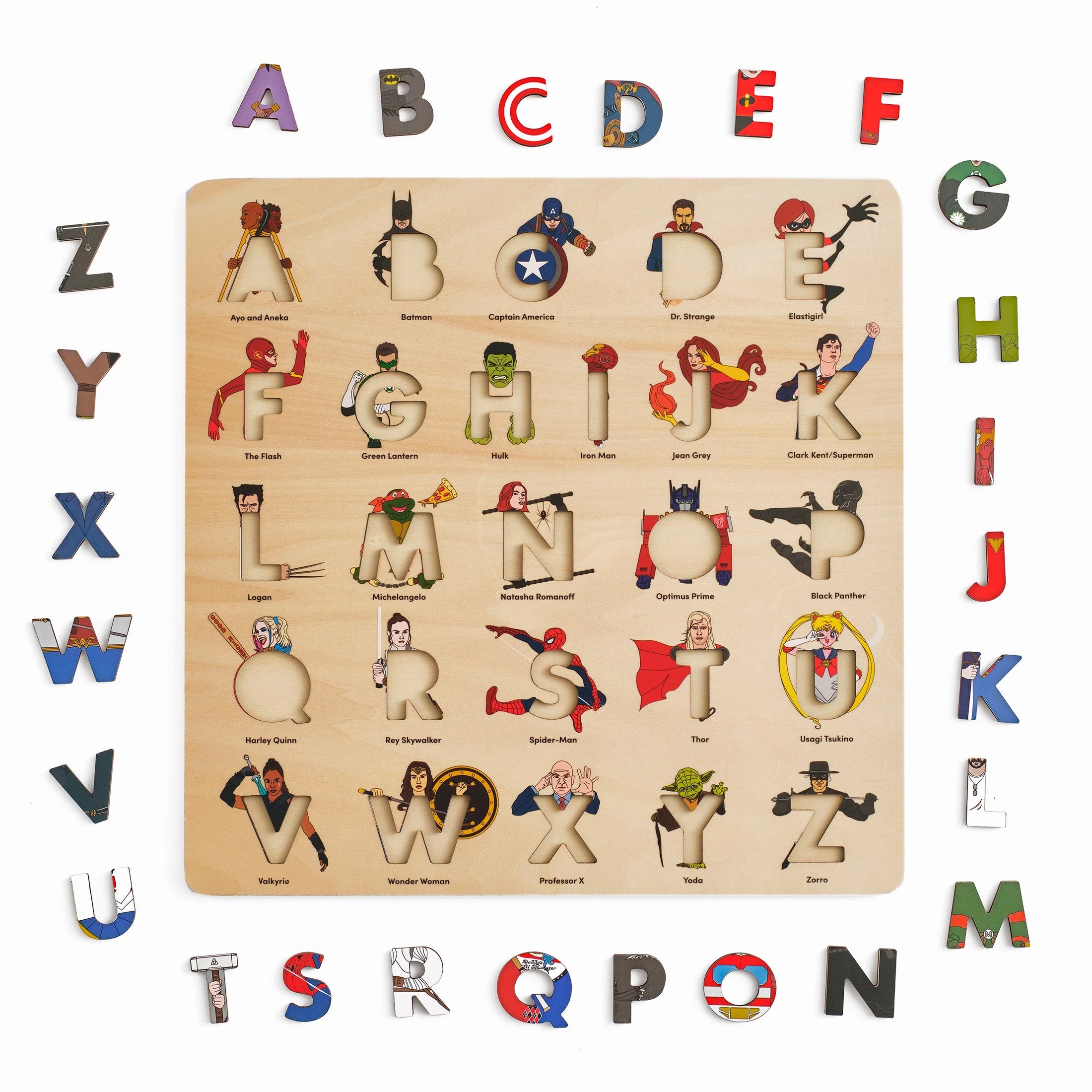 Superhero Legends Wooden Alphabet Puzzle