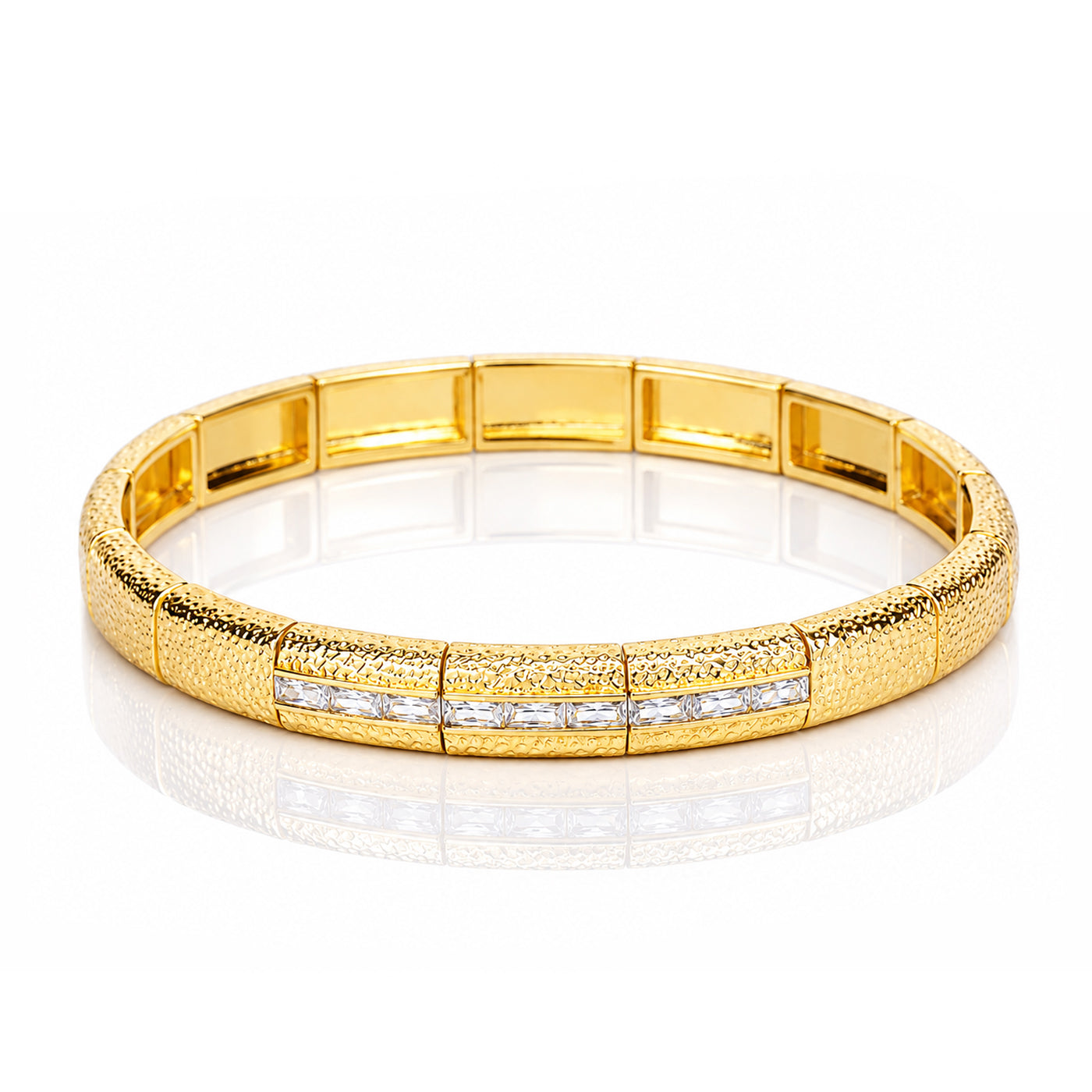Clear CZ Textured Bracelet