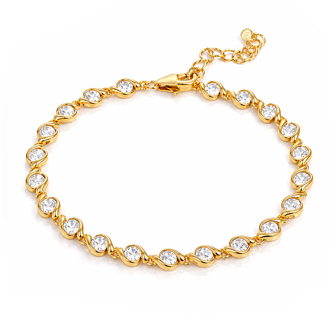 Gold Round Shaped Bezel Tennis Bracelet