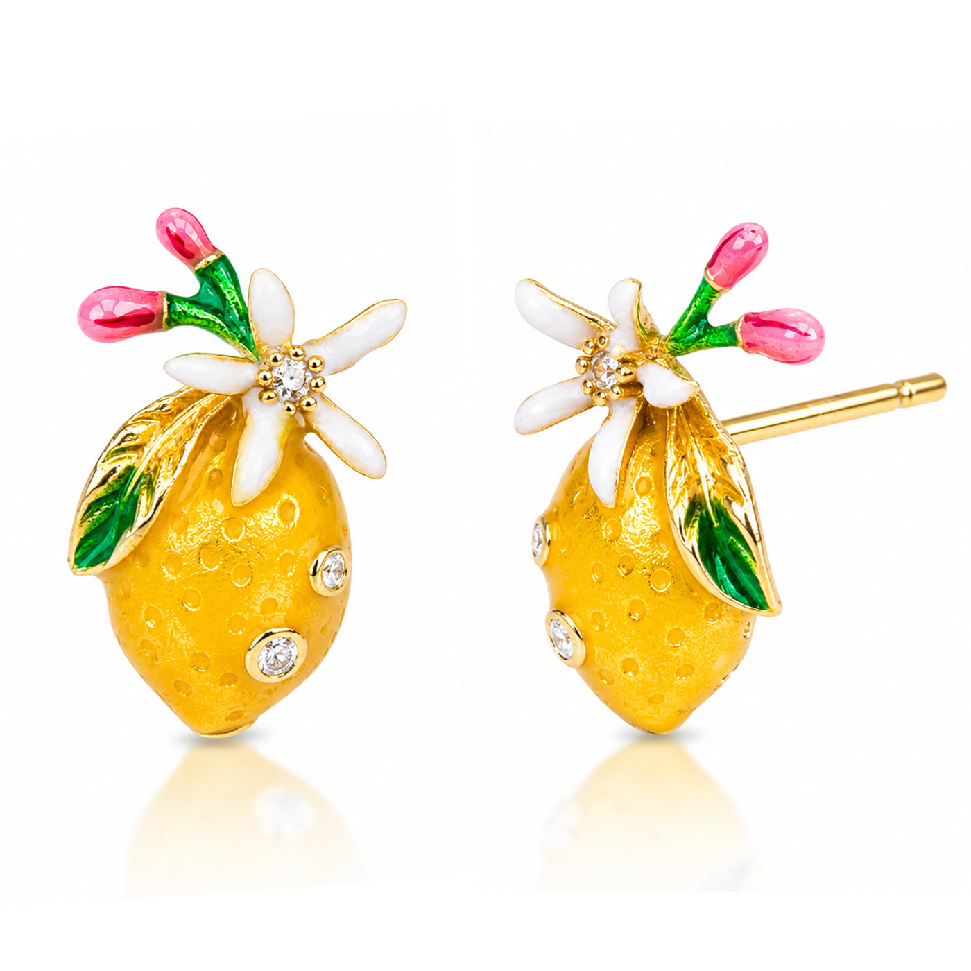 Enamel Lemon Drop Stud Earrings