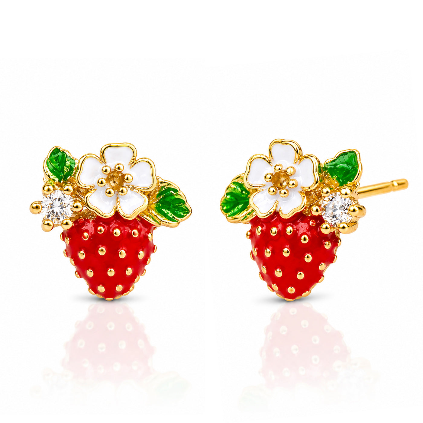 Sparkling Strawberry Stud Earrings