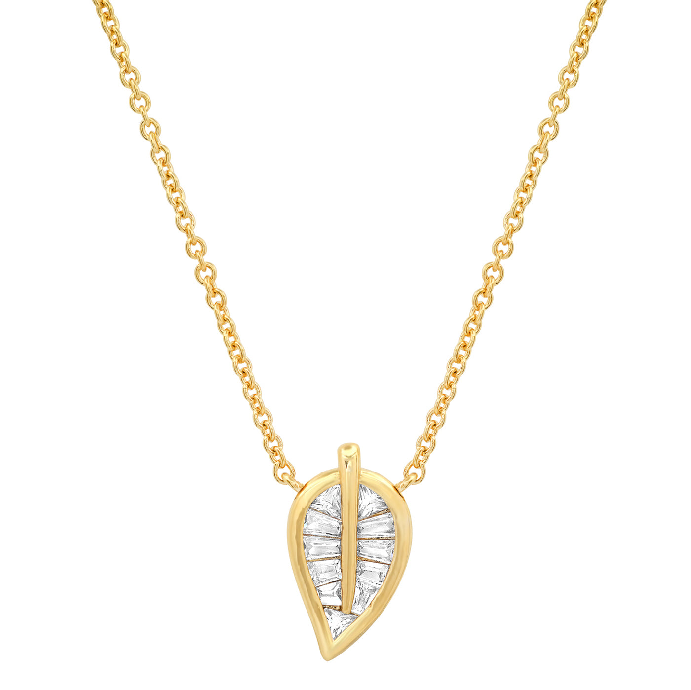 Baguette Leaf Pendant Necklace