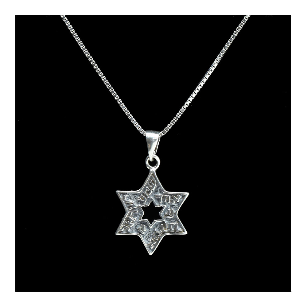 Sterling Shema Star of David Necklace